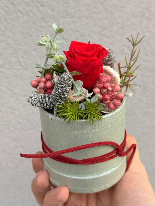 Mini flower box green – stabilizovaná ruža Natural